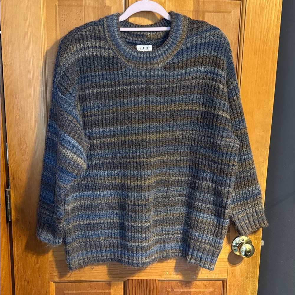 a.n.a Soft Gray, Brown & Blue Knit Sweater